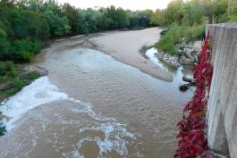 View upstream of West Fork of the Cuivre River at Millsap Bridge Access, Lincoln County, Missouri