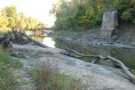 Capitol View Access, Callaway County, Missouri, view of Cedar Creek and sandy stream bank