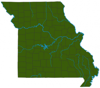 image of Missouri Evening Primrose distribution map